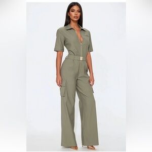 Olive Green Utility Jumpsuit
